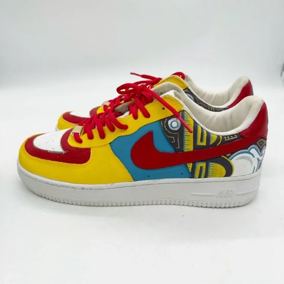 Nike Mens Air Force Customized Painted Size Yellow Red Blue